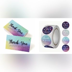 Coordinating thank you stickers (500) and cards (100).